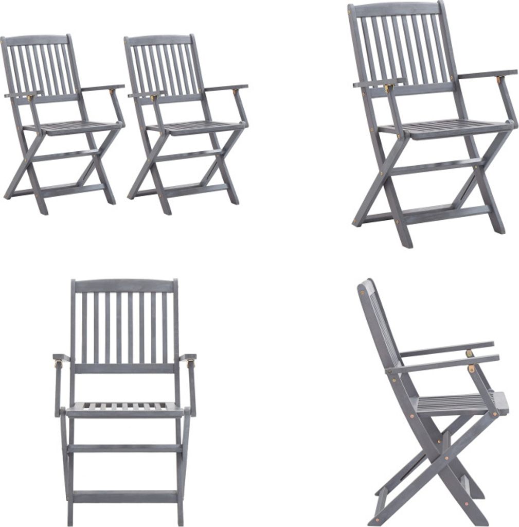 vidaXL Klappbare Gartenstühle 2 Stk. Massivholz Akazie - Gartenstuhl - Gartenstühle - Klappstuhl - Klappstühle