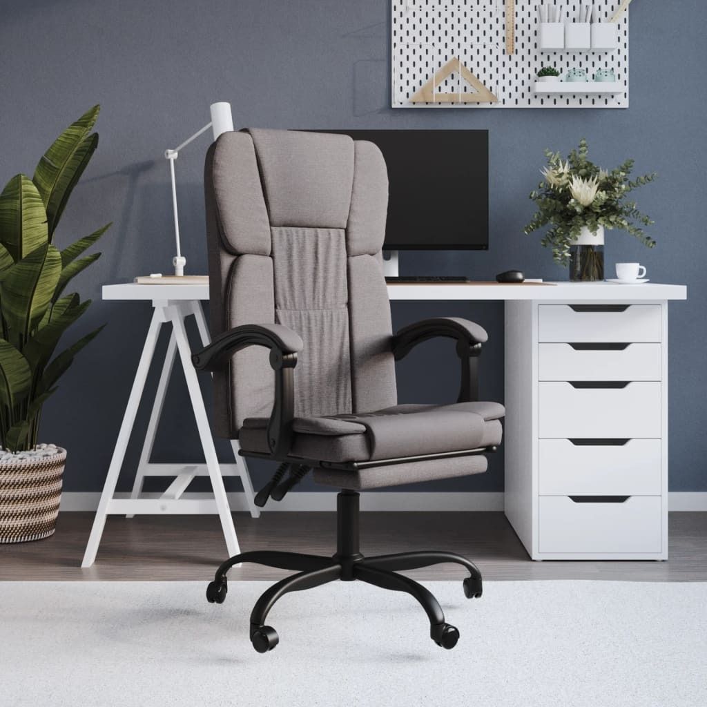 The Living Store Bürostuhl mit Liegefunktion Taupe Stoff
