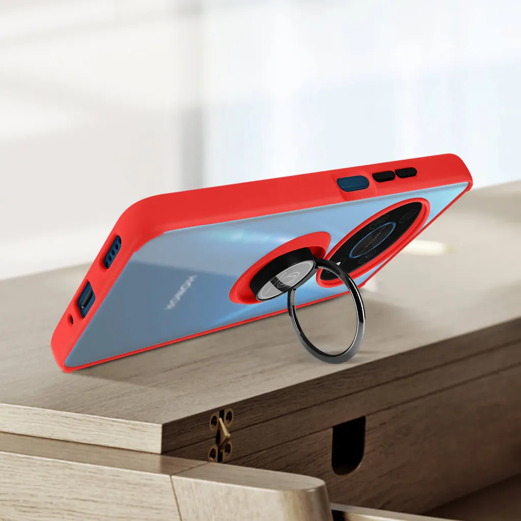 Custodia ibrida per cellulare con supporto ad anello Honor Magic4 Lite - Rosso - 5