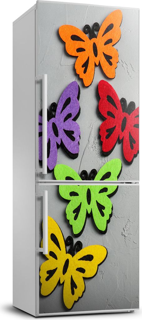 Tulup Kühlschrankdekoration - 70x190 cm - Aufkleber auf dem Kühlschrank - bunte Schmetterlinge