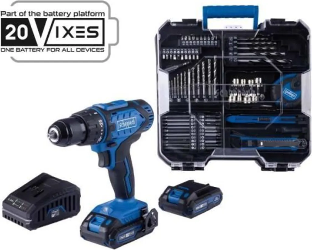 Scheppach C-DTB74/2-X 20V IXES: Trapano 50Nm, 13mm Chuck e 74pcs Set