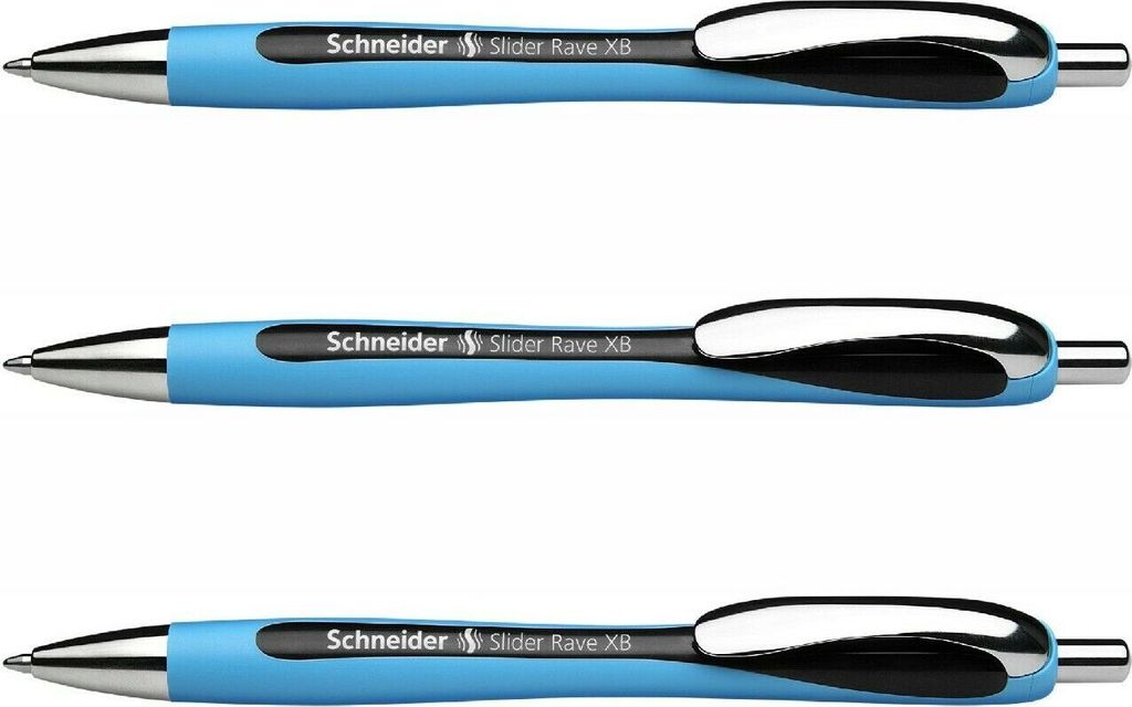Kugelschreiber Schneider Slider Rave XB 3 x Schwarz