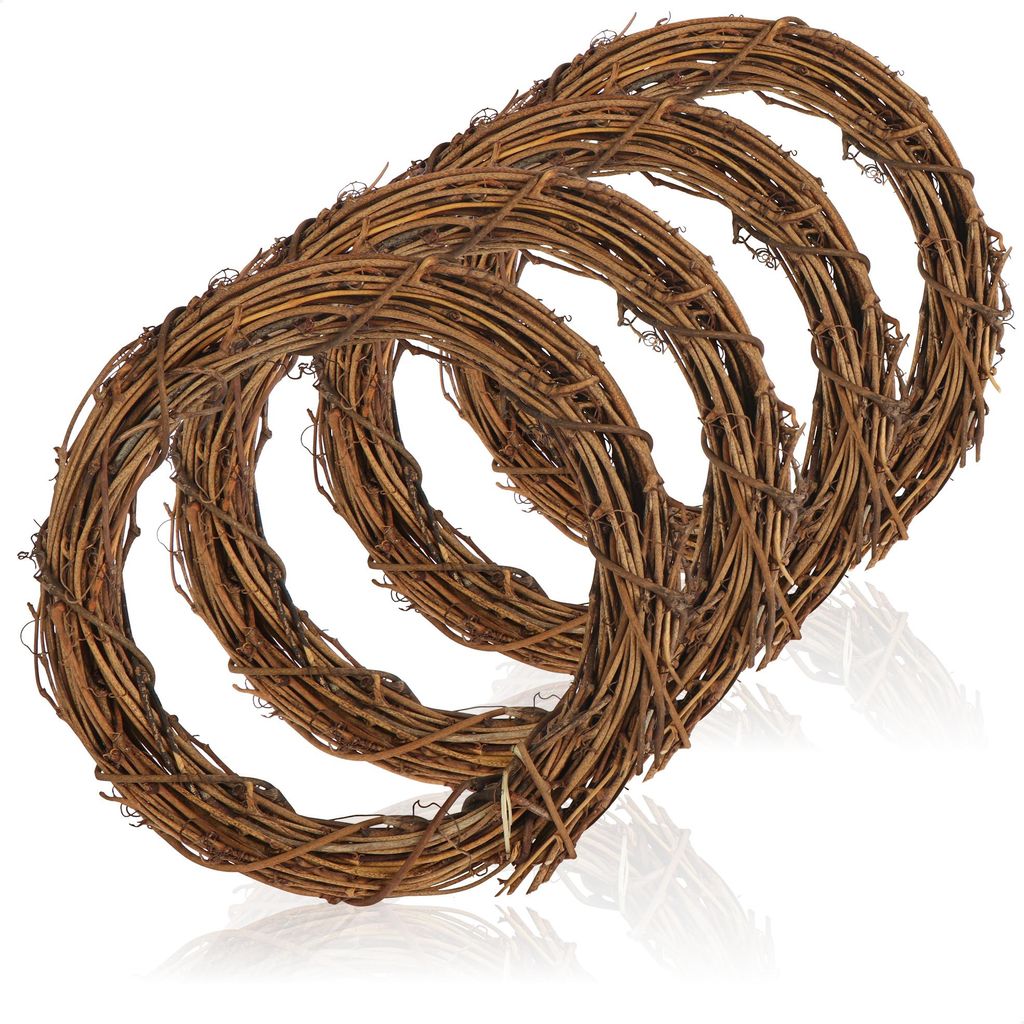 com-four 4x DIY Deko Holz-Kranz zum basteln - Kranz aus Rattan zum Dekorieren z.B von Fenstern, Tische und Türen