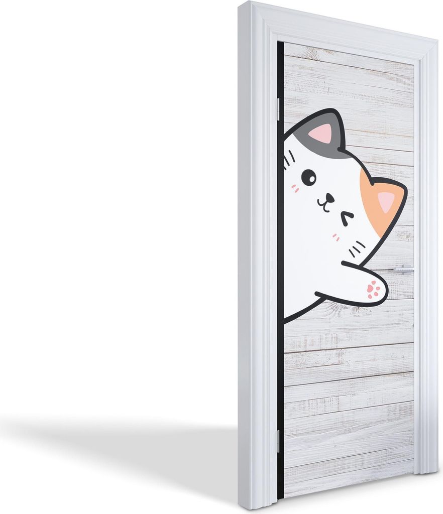 Selbstklebende Türfolien Kreativ Türtapeten Wandsticker - Fröhliches Kätzchen - 75 x 205 cm