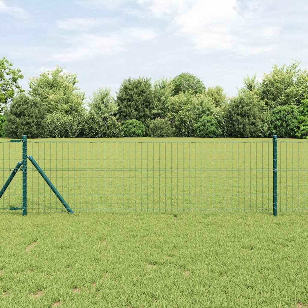 Zaun mit Pfosten Grün 0,6 x 25 m Stahl