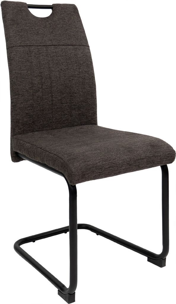 Moderne Esszimmerstühle mit Stoffbezug - gepolsterte Esstischstühle Freischwinger mit robustem Metallgestell,Menge:1 St.;Farbe:Braun-Grau