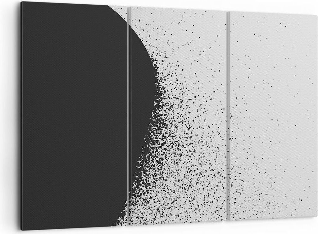 Bild auf Leinwand - Leinwandbild - 3 Teile - Abstraktion Schwarzweiß Geometrie - 105x70cm - Wand Bild - Wanddeko - Wandbilder - Leinwanddruck - Bi...