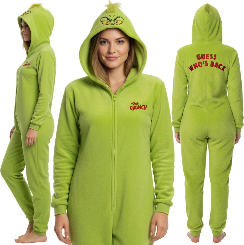 Grinch POLAROVÉ pyžamo JEDNODÍLNÉ na zip, dámské TEPLÉ Obrázek produktu 