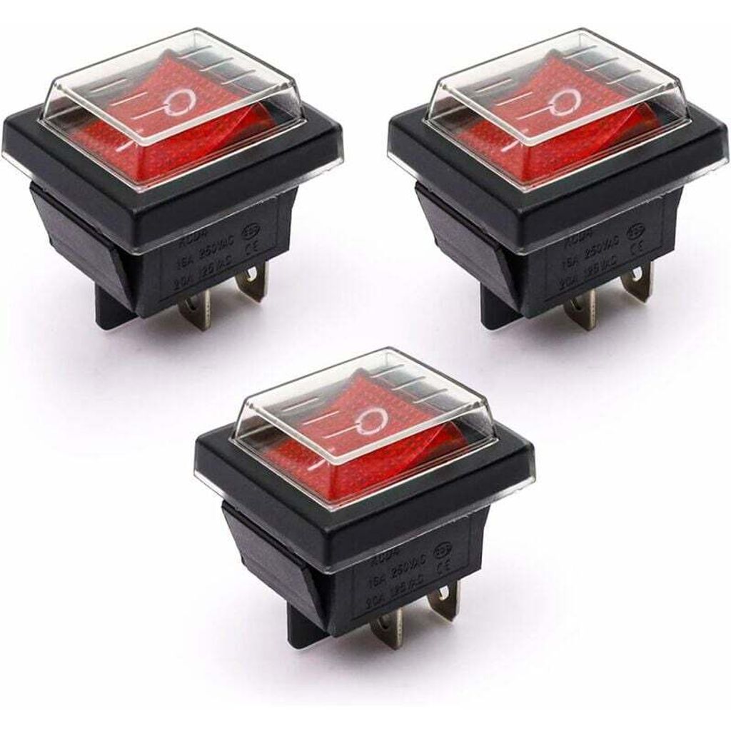 Stück Rotlicht EIN/AUS Wippschalter mit wasserdichter Abdeckung 16A/250V 20A/125V AC(DPST)