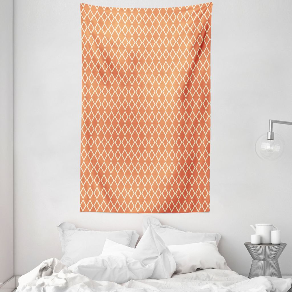 ABAKUHAUS Geometrisch Wandteppich und Tagesdecke, Checkered Moderne Fliesen aus Weiches Mikrofaser Stoff Waschbar ohne Verblassen Digitaldruck, 140...
