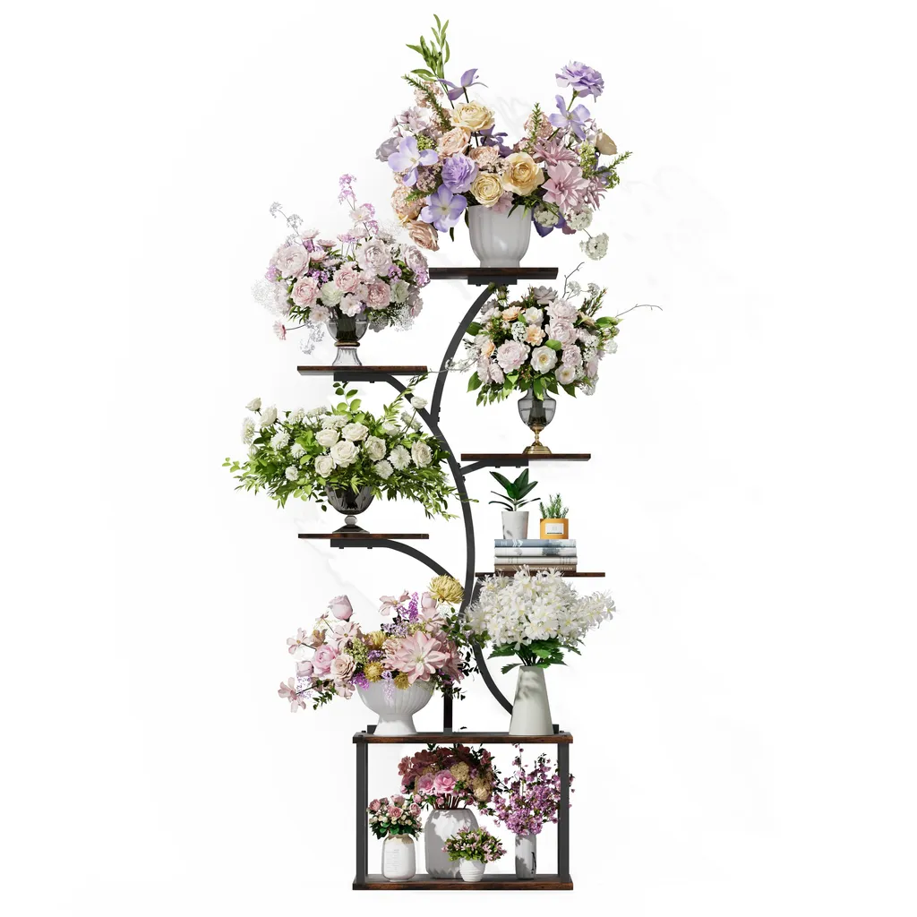 Étagère Plantes Métal 8 Niveaux 151cm - Support Robuste pour Balcon Noir
