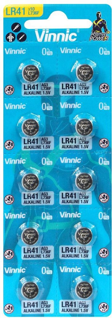 Batteria Alcalina Mini Vinnic G5 / Lr48 / Ag5 10 Pz