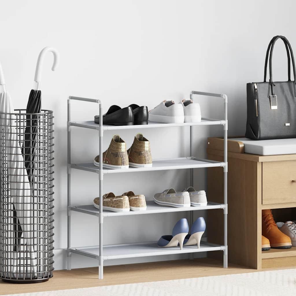 vidaXL Schuhregal mit 4 Böden Metall und Vliesstoff Silbern Produktbild 
