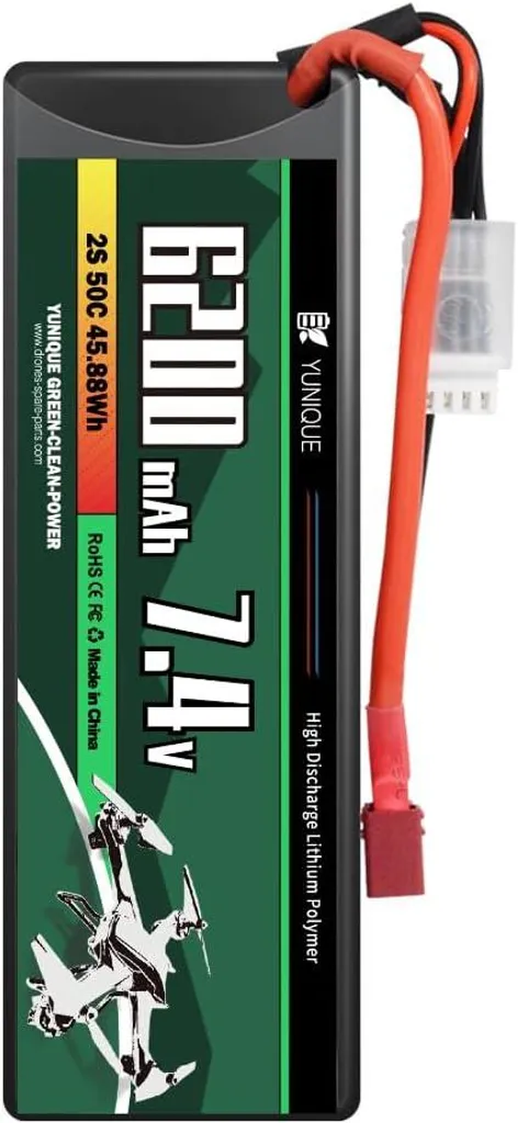 Batterie LiPo 6200mAh 50C 2S 7,4V avec Prise en T et Coque de Protection