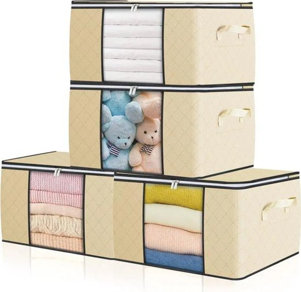 Boîtes de rangement de 90 litres : Lot de 3 bacs de déménagement XL