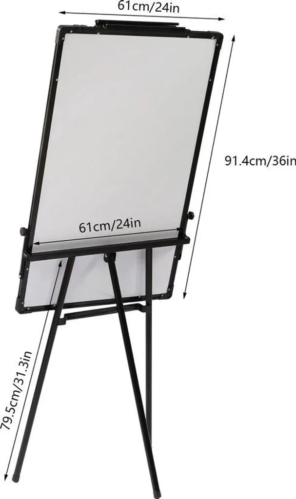 ShopEighty8 Flipchart Magnétique Noir avec Support Réglable 3 Positions