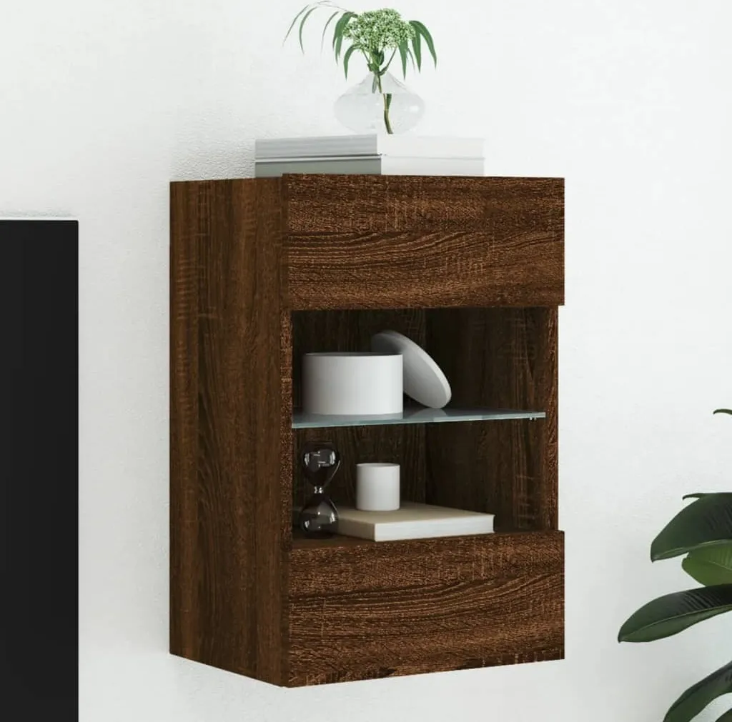 Mobiletto TV con Luci LED Rovere Marrone - Maison Exclusive 60cm
