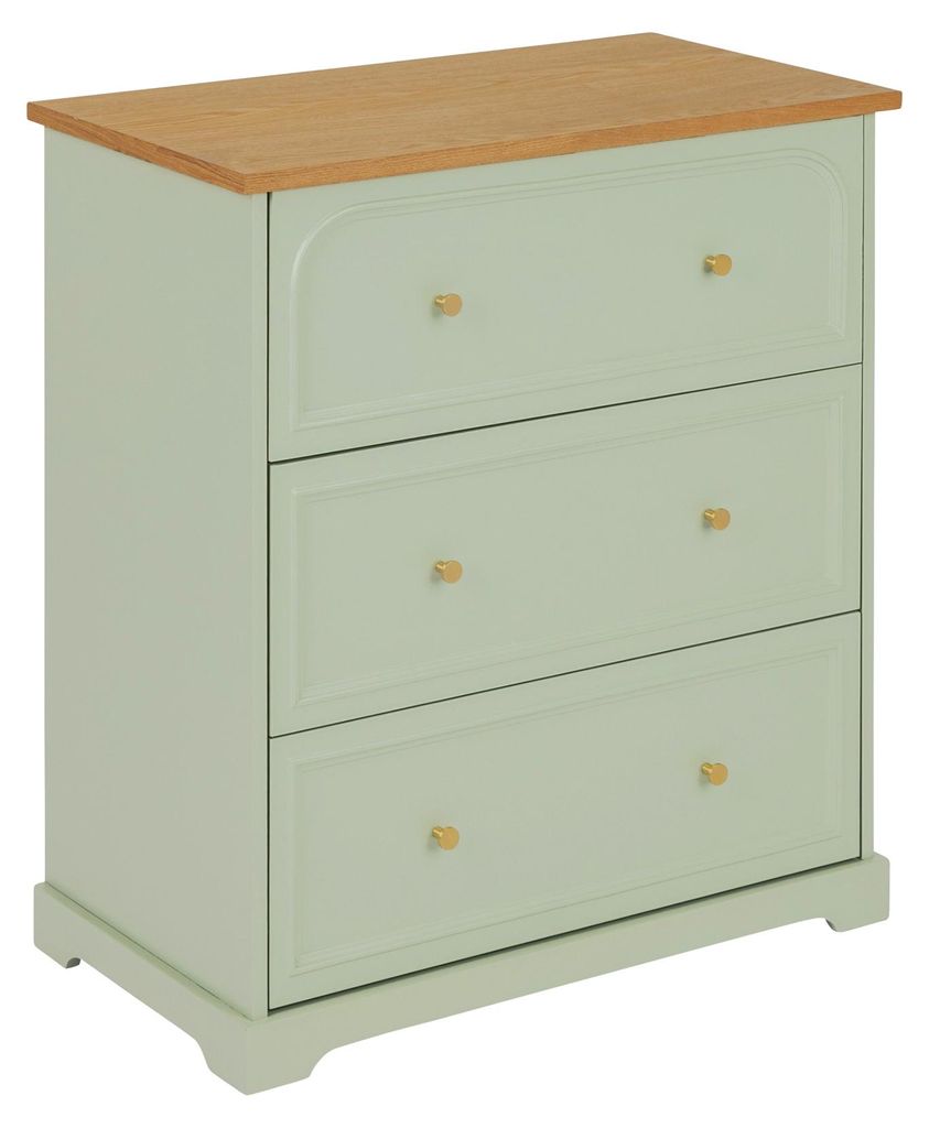 Komoda z 3 szufladami MOHEA, szałwiowa, 72 x 39 x 81 cm Zdjęcie produktu 