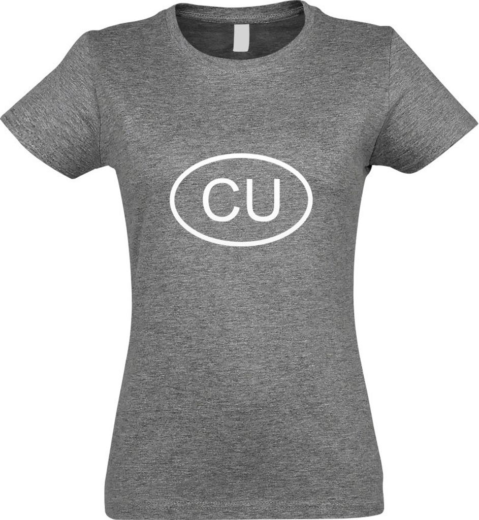 Kiwistar - T-Shirt tailliert - Damen - Graumeliert - Kuba CU - mit Motiv Bedruckt - Funshirt Design - Sport - Freizeit - Damen - XXL