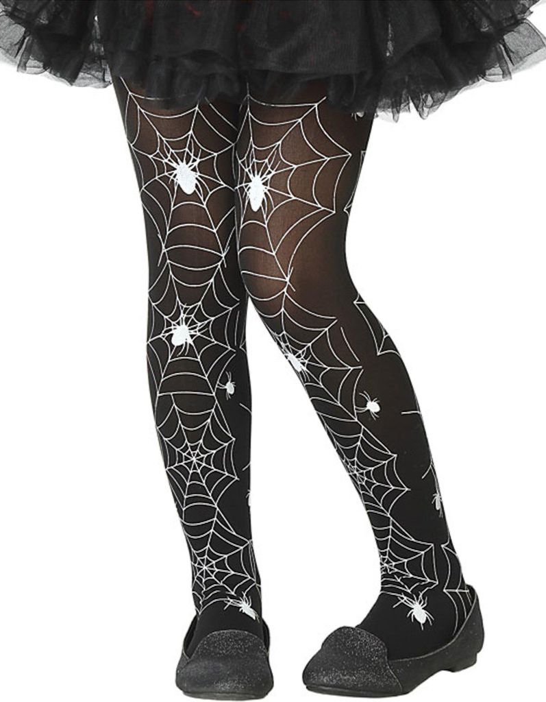 Spinnenweben-Strumpfhose für Kinder Halloween-Accessoire schwarz-weiss -
