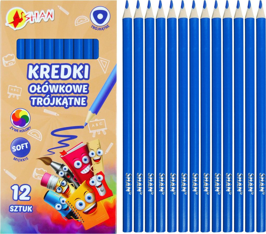 Shan blue light dreieckige Bleistifte 12 Stück
