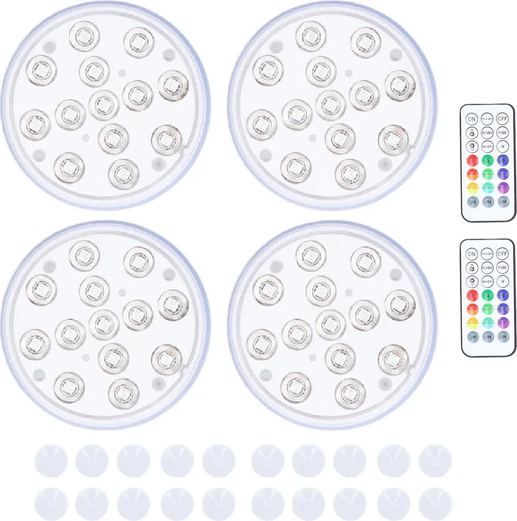 Lampe de Piscine LED Subaquatique IP68 à Ventouses et Aimants - Pack x4