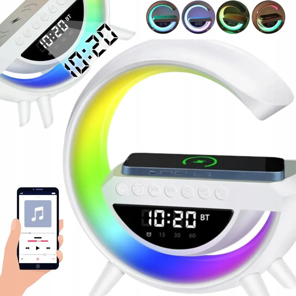 Dites adieu aux câbles : Chargeur sans fil 15W avec Lampe et Radio RGB