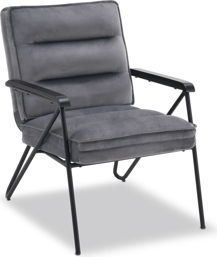 Fauteuil Relax Ergonomique Velours Gris Contre le Mal de Dos Salon