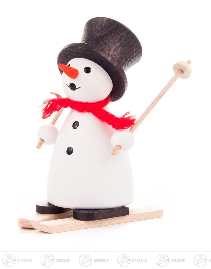Weihnachtliche Miniatur Schneemann auf Ski Breite x Höhe x Tiefe 4 cmx8 cmx3 cm NEU