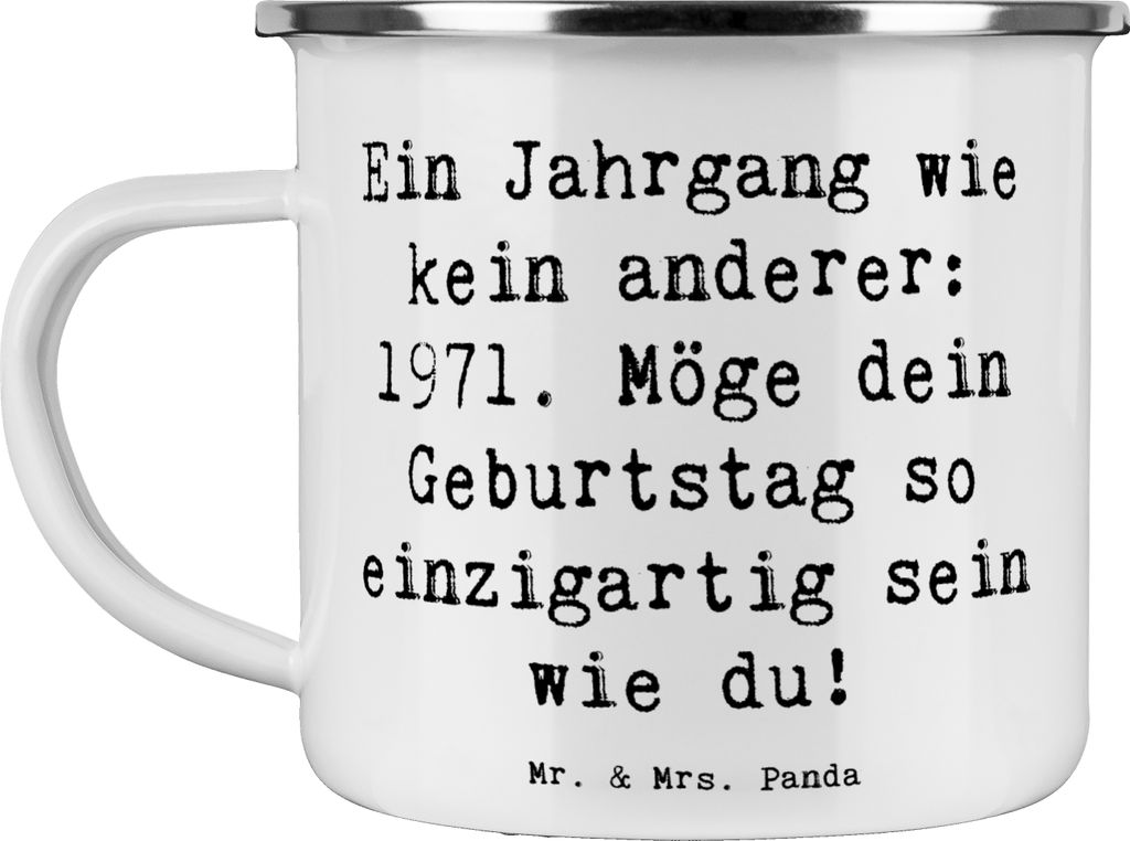 Mr. & Mrs. Panda Emaille Tasse Spruch 1971 Geburtstag - Weiß - Geschenk, Happy Birthday, Nostalgie, Pott, Alter, historische Momente, becher, Teet...