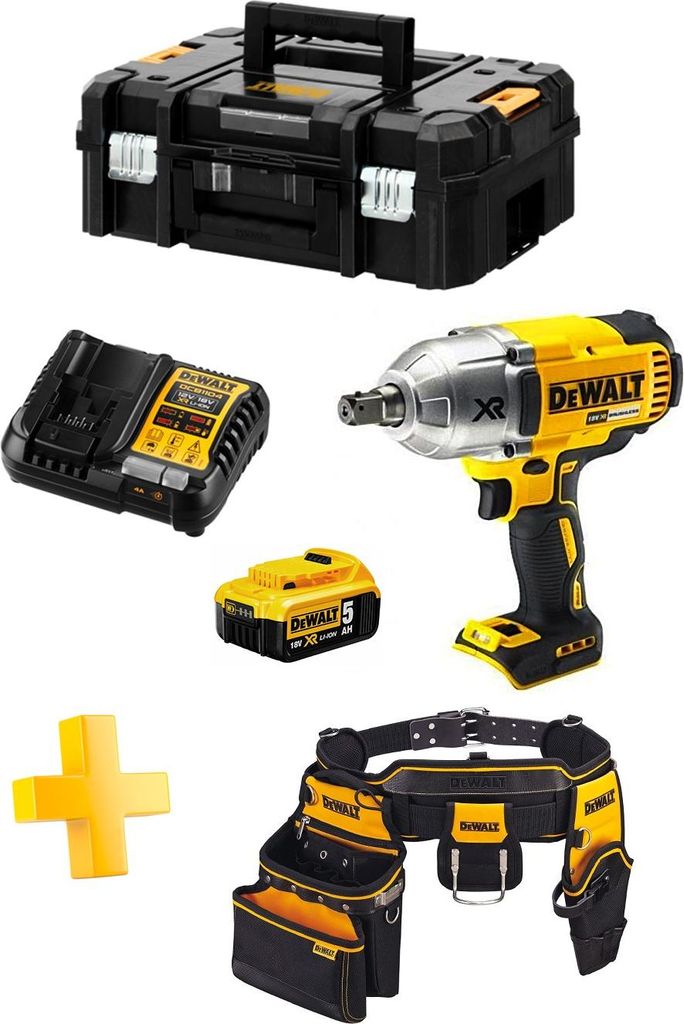 Schlagschrauber DeWALT DCF899P1T (1 x 5,0 Ah + DCB1104 + TSTAK II + Werkzeughalter Gürtel DWST1-75552)