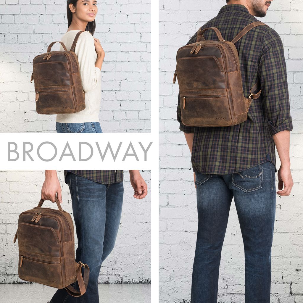 ROYALZ "Broadway" Leder Rucksack Damen Herren mittelgroß - Produktbild 