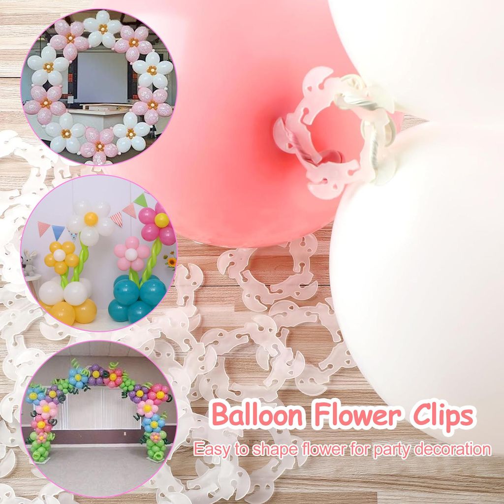 Luftballon Halterung 50er Pack, Ballonbogen Mit Stabilem Kunststoff, Ballon Verschluss Für Partydekoration
