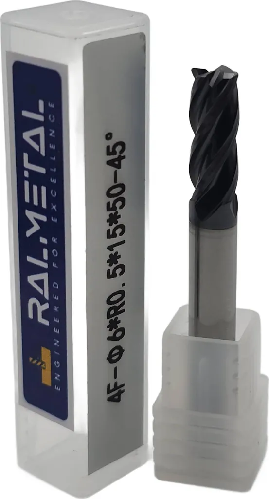 Fraise VHM Fi6 R0,5 x 50 mm carbure monobloc pour finition 45 HRC