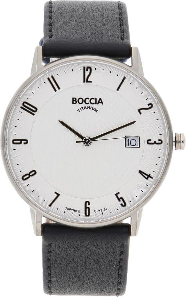 Boccia Uhr Uni 3607-04 Titan, Leder, Schwarz, Quarz