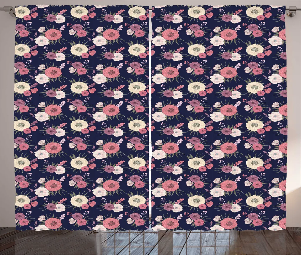 ABAKUHAUS Rideau Dahlia Vintage 280 x 225 cm Rose Séchée à Crochets