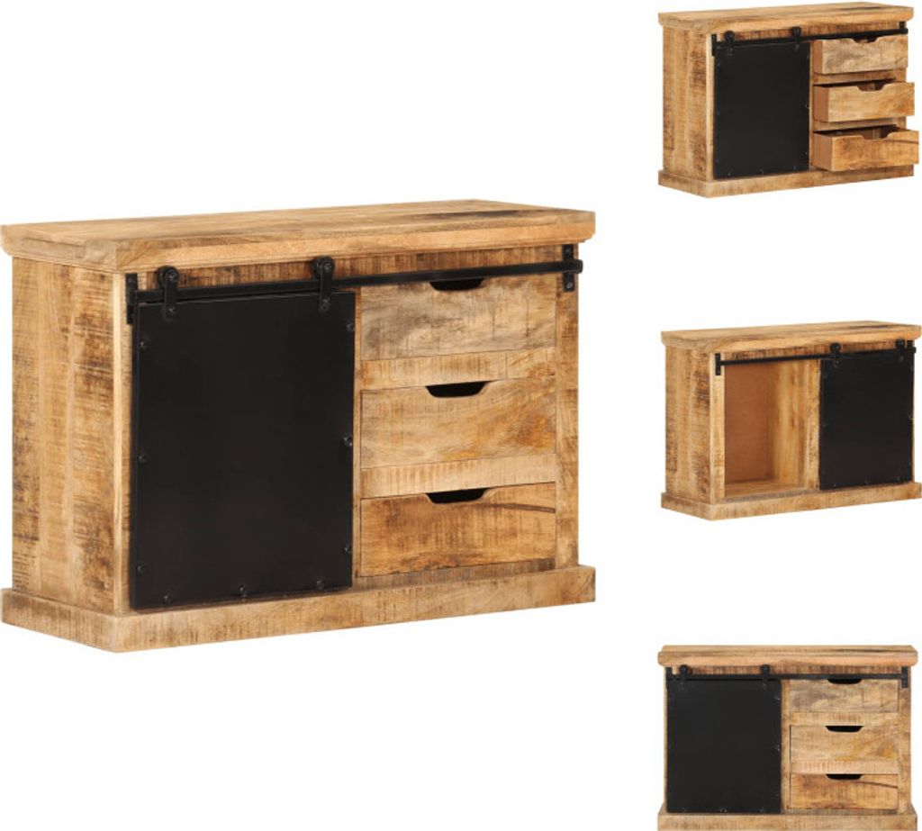vidaXL Sideboard 80x30x55 cm Massives Raues Mangoholz - Sideboards