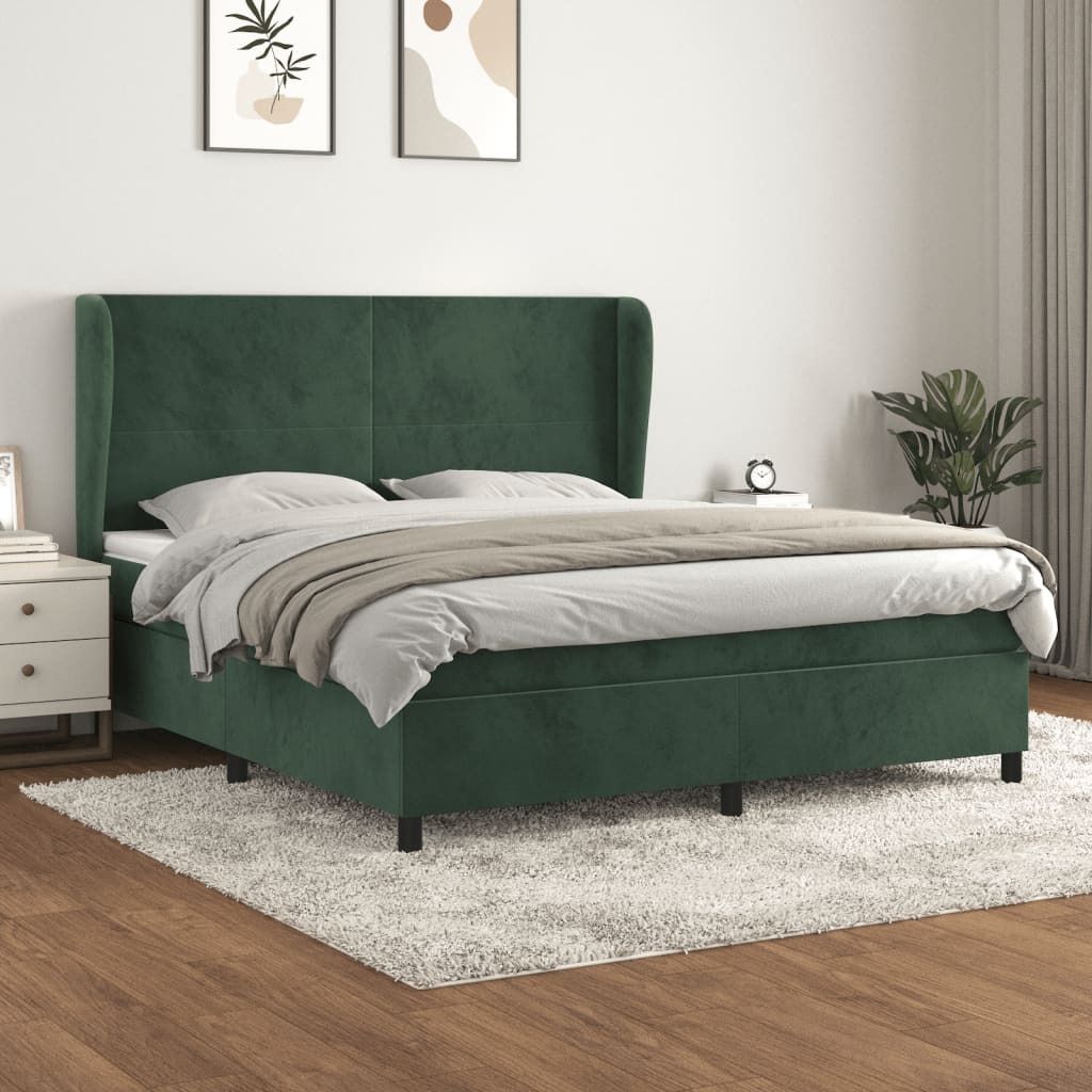 Maison Exclusive - Boxspringbett mit Matratze Dunkelgrün 160x200 cm Samt