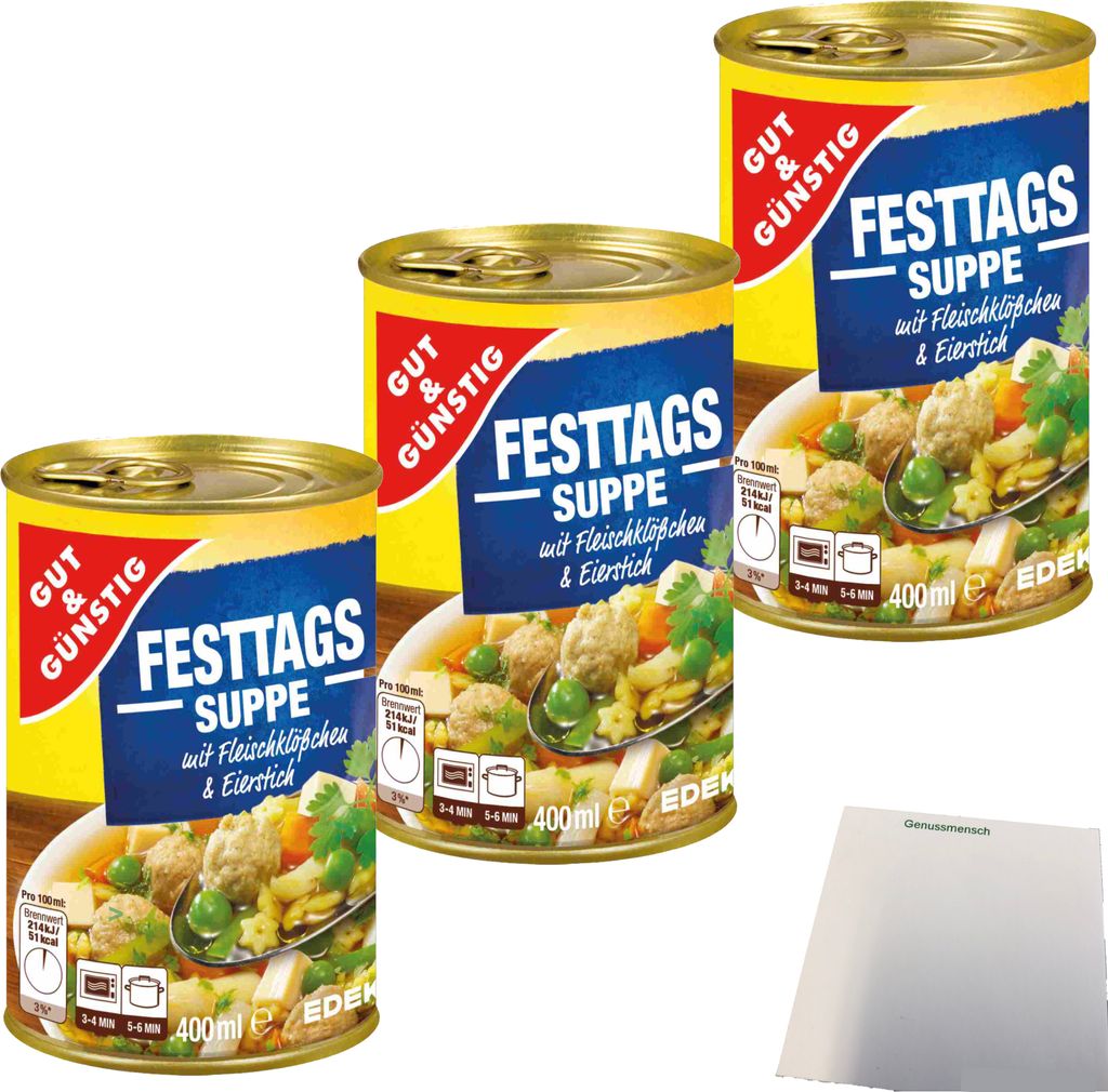 G&G Festtagssuppe mit Fleischklößchen und Eierstich 3er Produktbild 