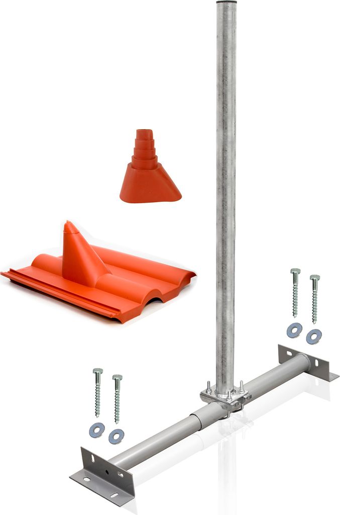 PremiumX Dachsparrenhalter Set SAT Frankfurter-Pfanne Tülle rot Holzschrauben