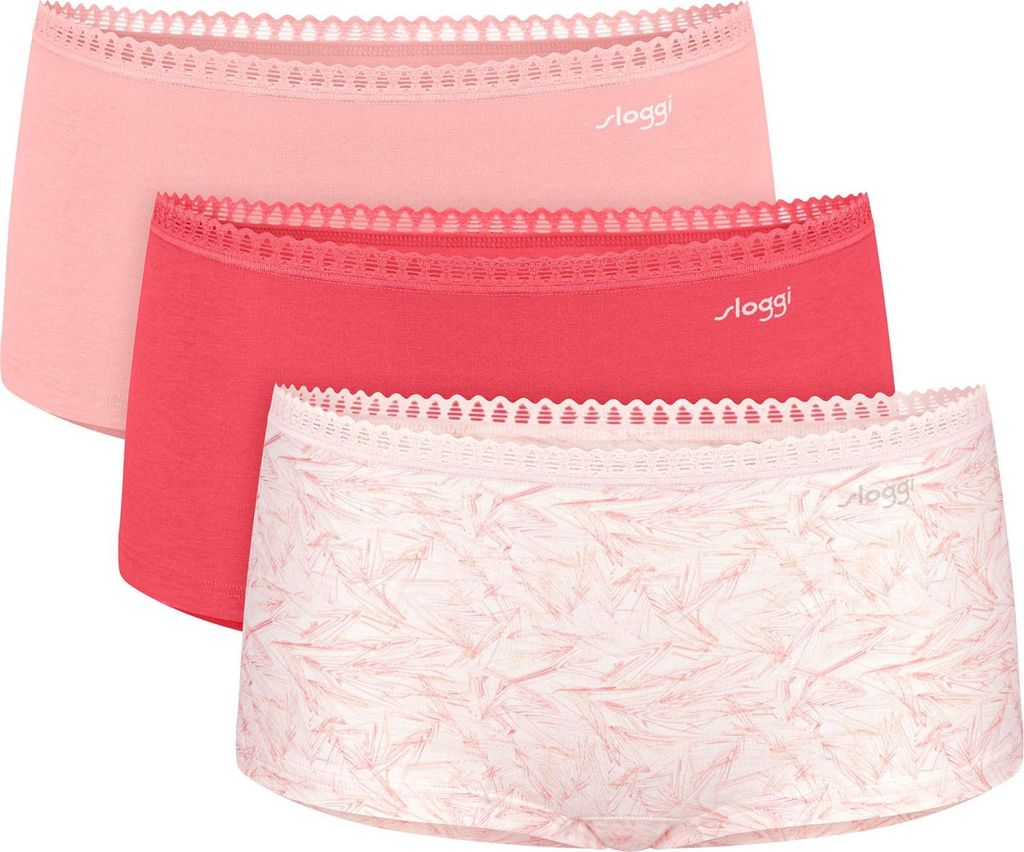 sloggi Damen Langer Boxer Blue GO Crush 3-Pack red-lightcombination - Größe L