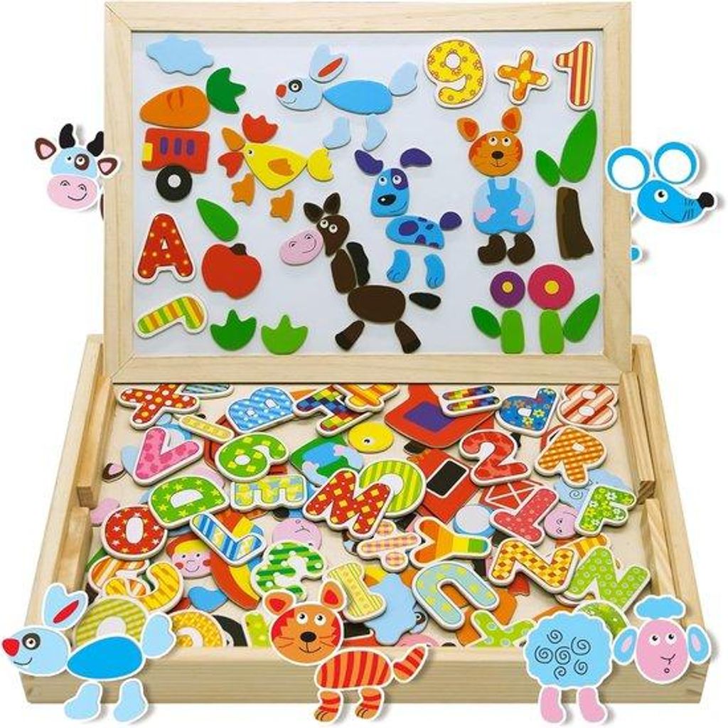 Holz Doppel-Seitiges Magnetisches Kinder-Jigsaw-Puzzle und Zeichenbrett