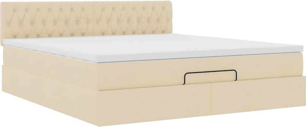 Ottoman-Bett mit Matratze Creme 180x200 cm Stoff