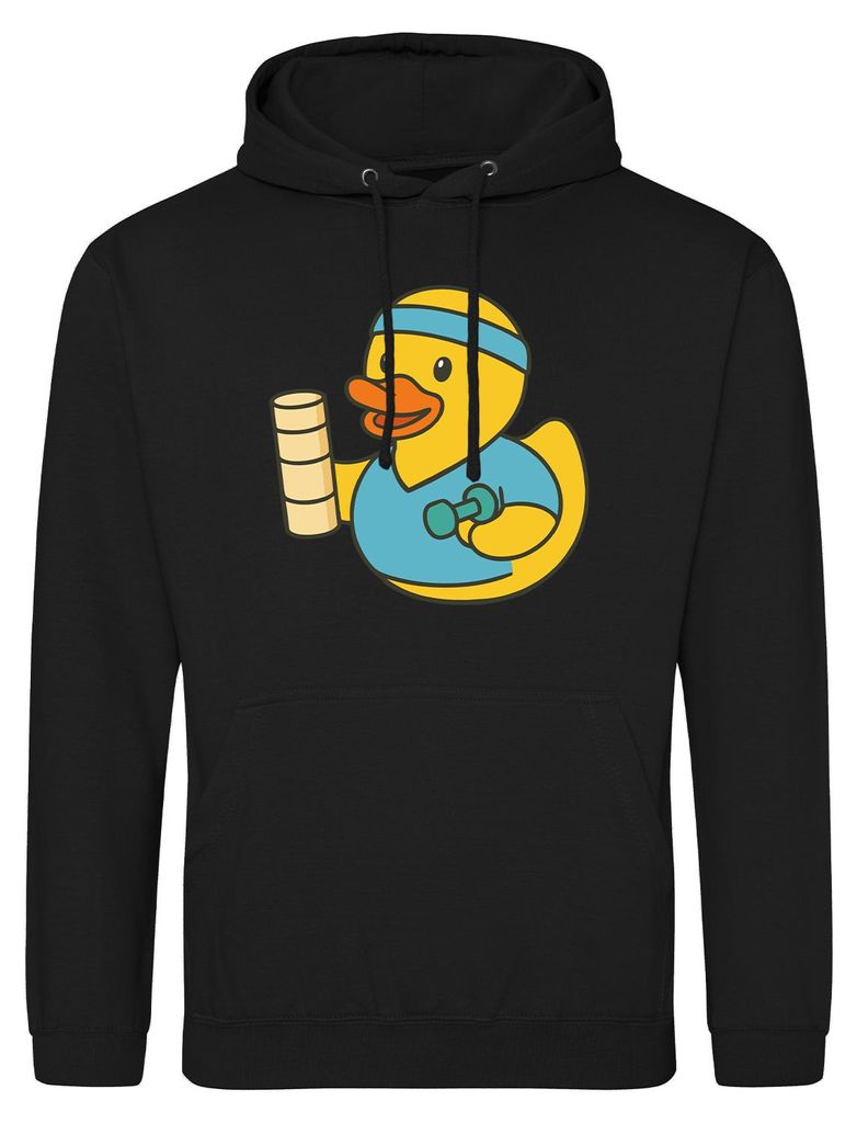Huuraa Uni Hoodie Quietscheente Physiotherapie Comic Gummiente XXL Deep Black Vegan Sweatshirt Geschenkidee