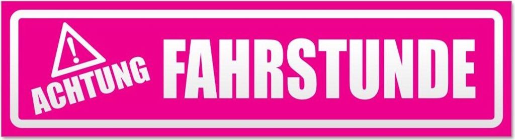 Kiwistar - Autoaufkleber - Pink - 45 x 12 cm - Achtung Fahrstunde invertiert - Hinweis Aufkleber Sticker für Auto, Kfz, Fahrrad, PKW, LKW