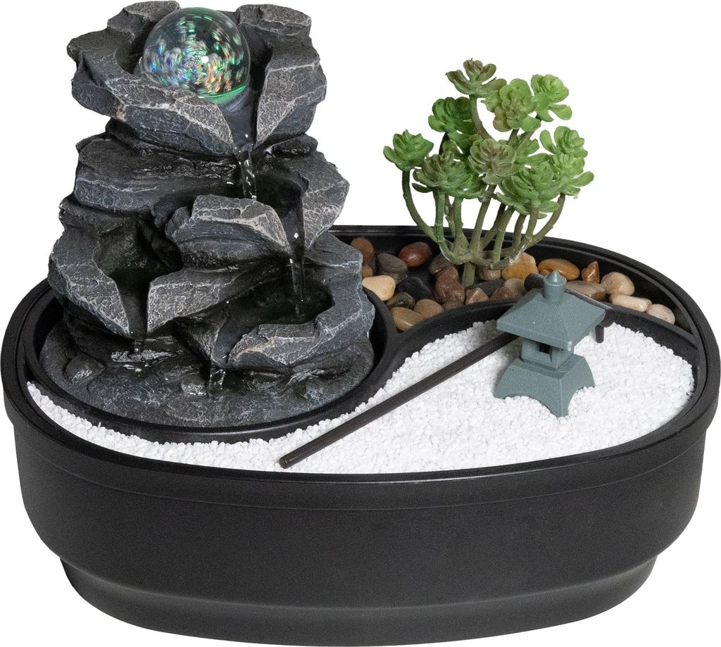 Zimmerbrunnen mit LED-Beleuchtung, Zen Dekobrunnen für die Produktbild 