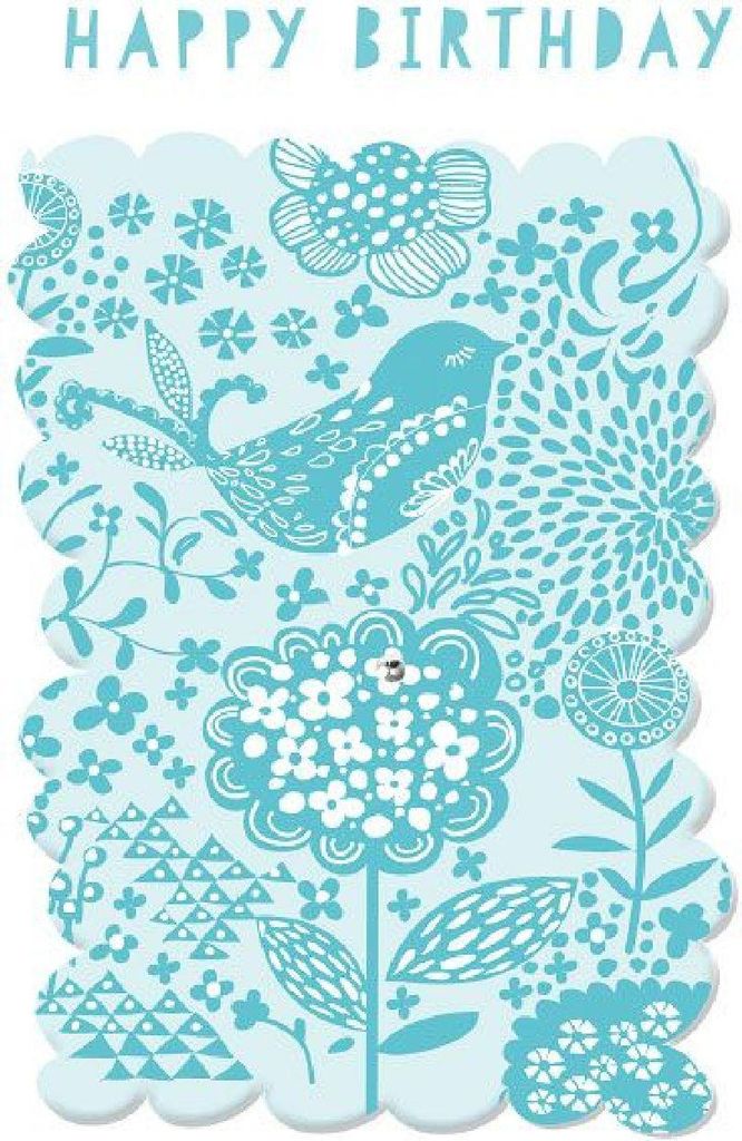 ARTEBENE Karte Birthday Blauer Vogel mit Umschlag
