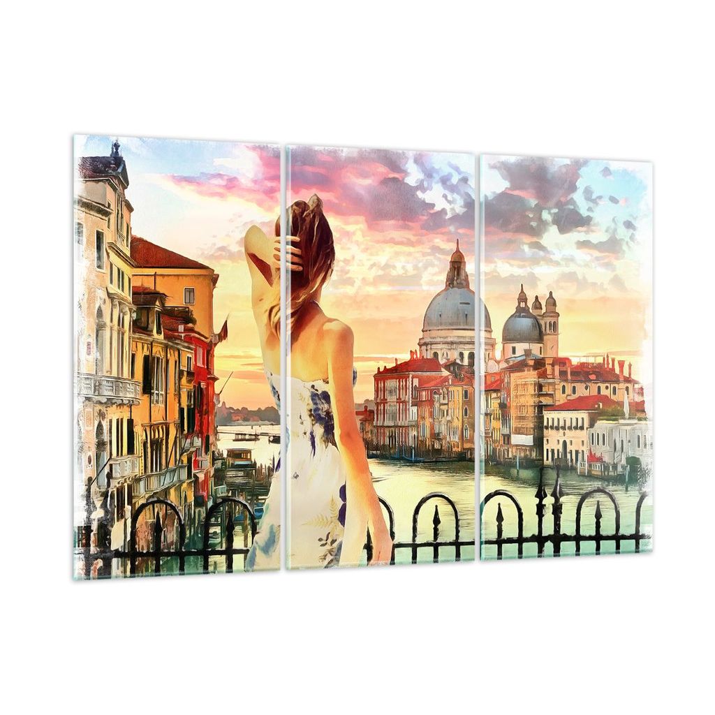 Bilder auf glas - Venedig Brücke Wasser - 165x110cm - Glasbilder - Wandbilder - Kunstdruck - zum Aufhängen bereit - Wanddekoration aus Glas - Gla...