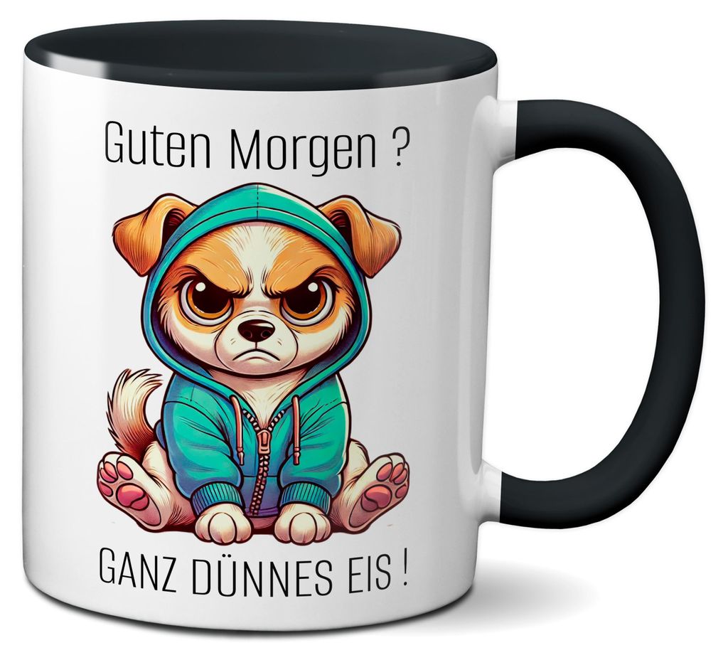 TassenKing Tasse mit Spruch lustig Hund Morgenmuffel Witz Produktbild 