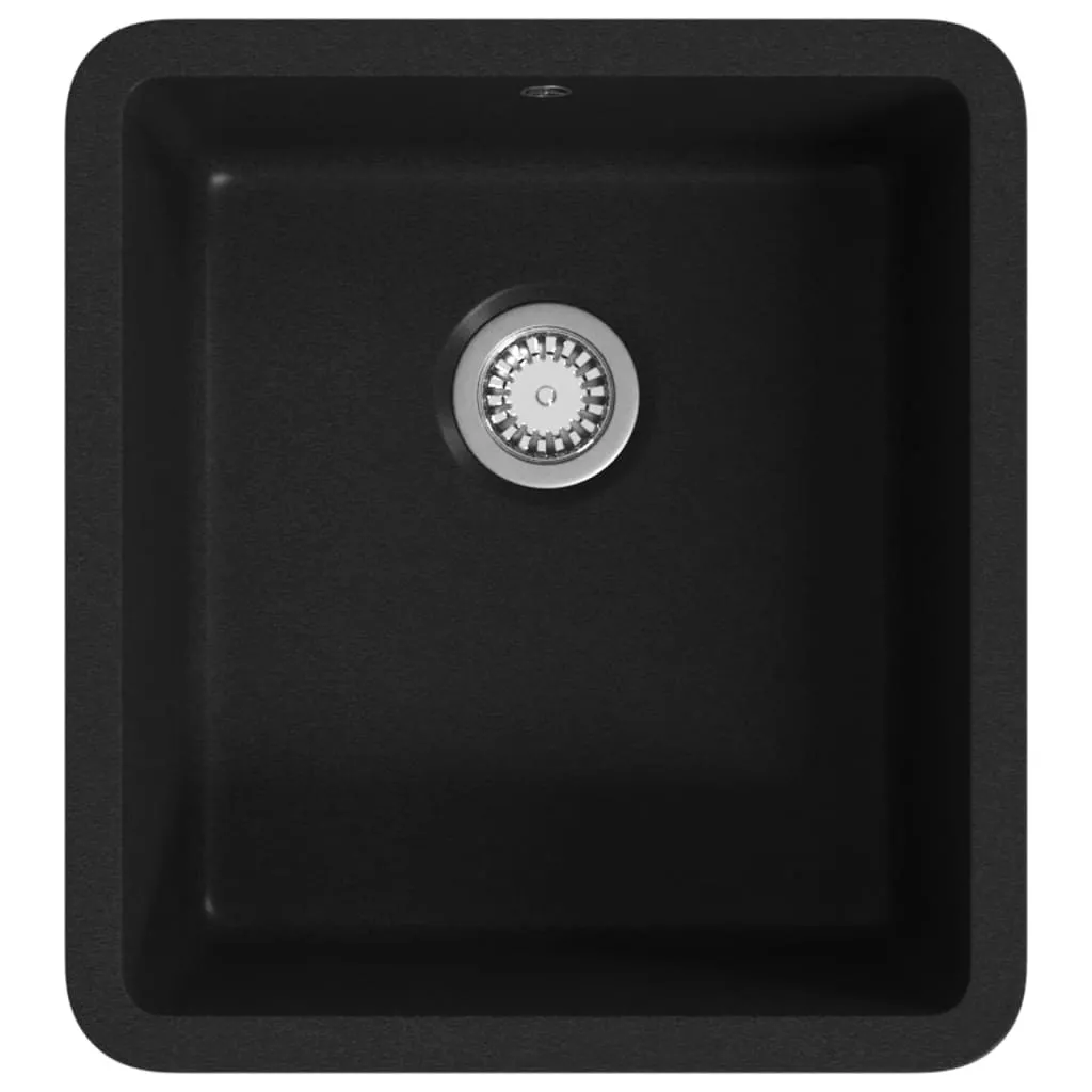 Évier en granit simple bassin noir 56cm - Cuve profonde pour cuisine
